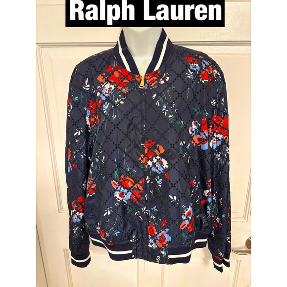 Ralph Lauren Jackets & Blazers - Ralph Lauren Navy Floral Bomber Jacket New With‎ Tags